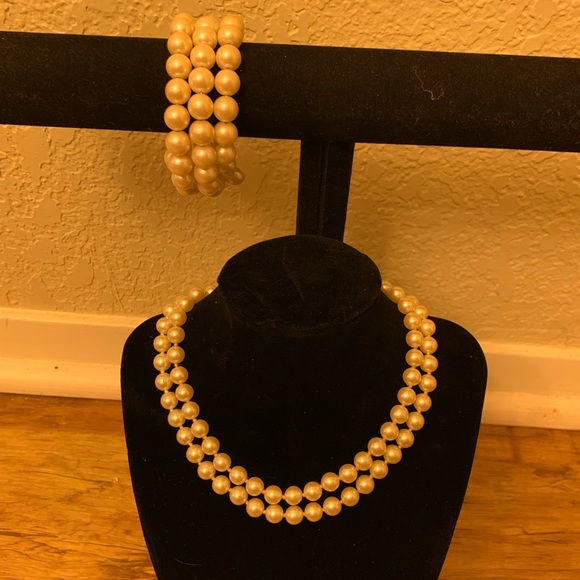 Vintage Monet Pearl Necklace and Bracelet